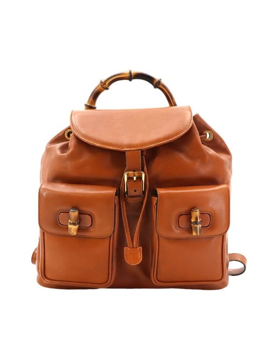 Gucci Bamboo Backpack Leather Brown Gold main image 10